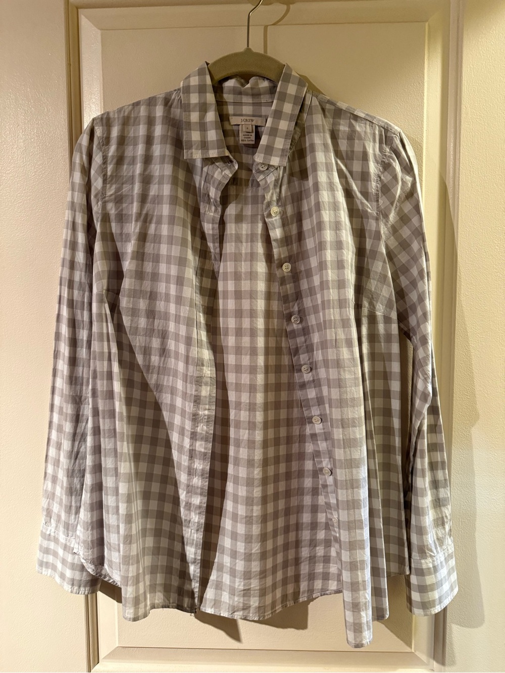 J.Crew Women's Button-Down Shirt - Light Gray/White